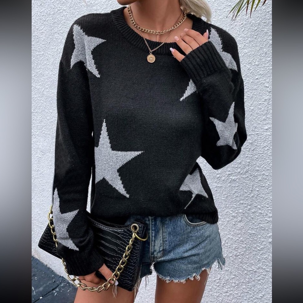 Stars print sweater top - Picture 3 of 15